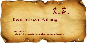 Kvasznicza Patony névjegykártya